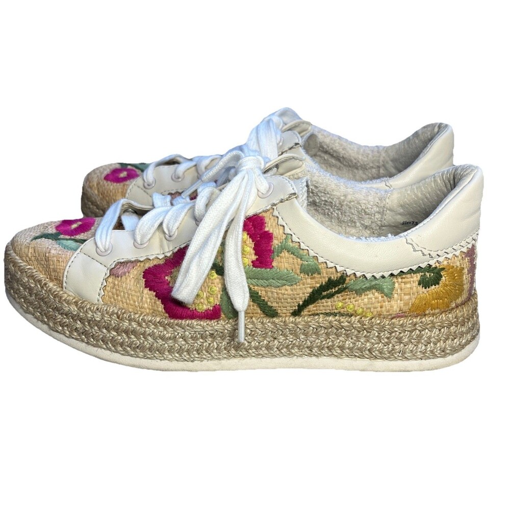 Dolce Vita Azalia Floral Raffia Sneakers Women’s Size 7.5 Lace Up Casual Shoes - Picture 10 of 13